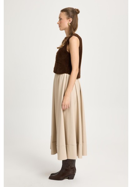 Taş Beli Lastikli Uzun Deri Etek 30024 modelleri