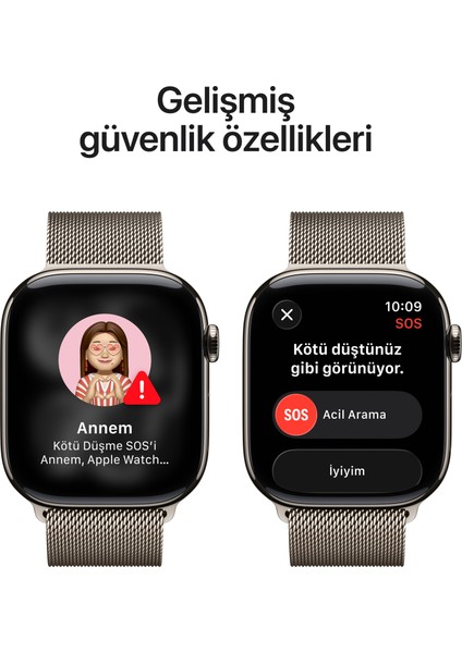 Watch Series 11 Gps + Cellular, 42 mm natürel Titanyum kasa ve Natürel Milano loop