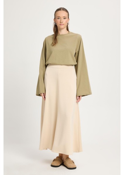 Kadın Taş Modal Kumaş Yumuşacık Örme Uzun Etek 30007