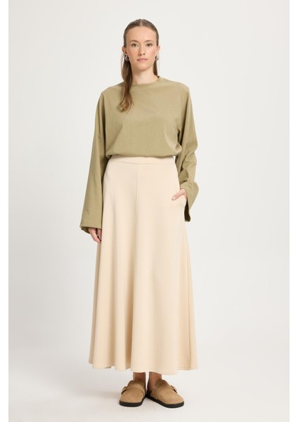 Kadın Taş Modal Kumaş Yumuşacık Örme Uzun Etek 30007 fırsatları