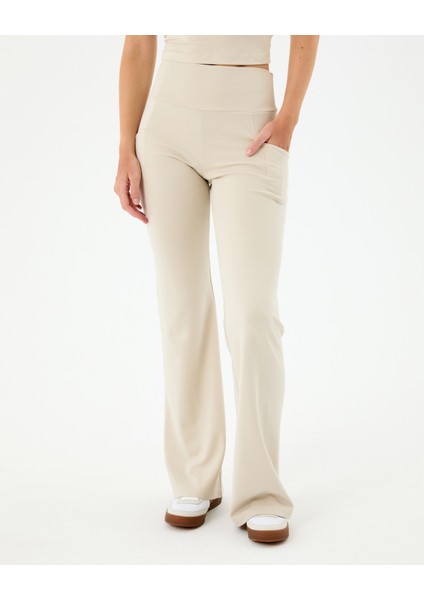 Krema Cepli Flare Pantolon