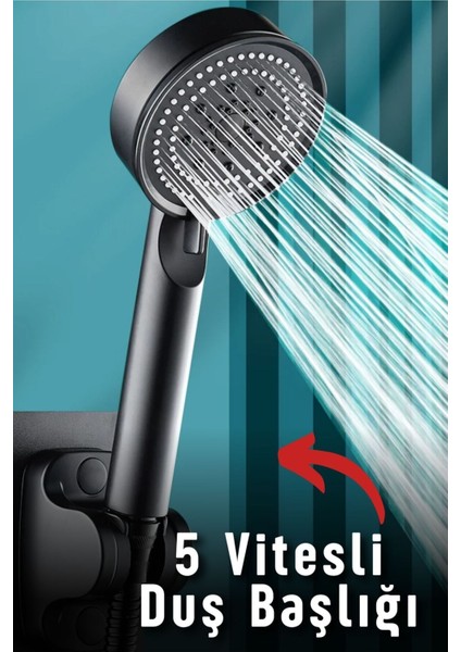 Yüksek Basınçlı 5 Fonksiyonlu Duş Başlığı Beyaz, Rahat ve Konforlu Duş Deneyimi