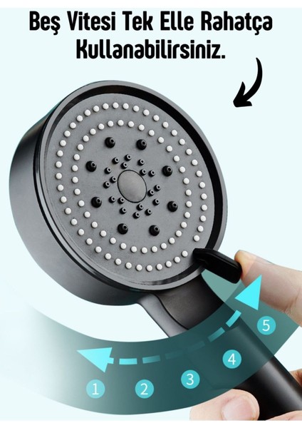 Yüksek Basınçlı 5 Fonksiyonlu Duş Başlığı Beyaz, Rahat ve Konforlu Duş Deneyimi fiyatları