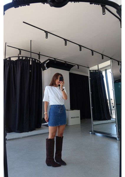 Kuş Gözlü Denim Ceket Etek Takım fırsatları