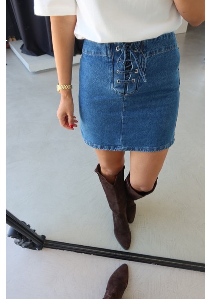 Kuş Gözlü Denim Ceket Etek Takım indirimleri