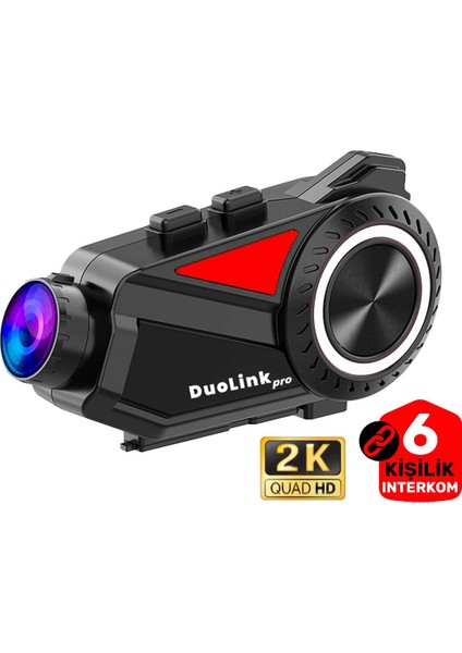 X74 Pro İnterkom Motosiklet Kameralı 360° Modül 6 Kişi Bluetooth Kask Intercom Video Kayıt Kulaklık