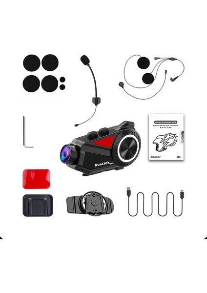 X74 Pro İnterkom Motosiklet Kameralı 360° Modül 6 Kişi Bluetooth Kask Intercom Video Kayıt Kulaklık modelleri