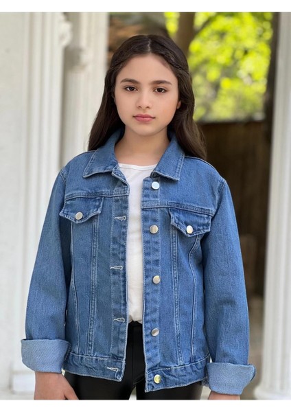 Kız Çocuk Çiçek Nakışlı Kot Ceket-Jeans Ceket/kot Mont-Jeans Mont fiyatları