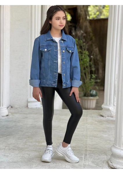 Kız Çocuk Çiçek Nakışlı Kot Ceket-Jeans Ceket/kot Mont-Jeans Mont fırsatları