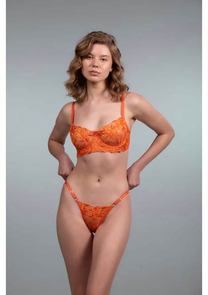 Yaprak Nakışlı Transparan Dantel Sütyen Takımı Desteksiz Balenli 75B-90B fiyatları