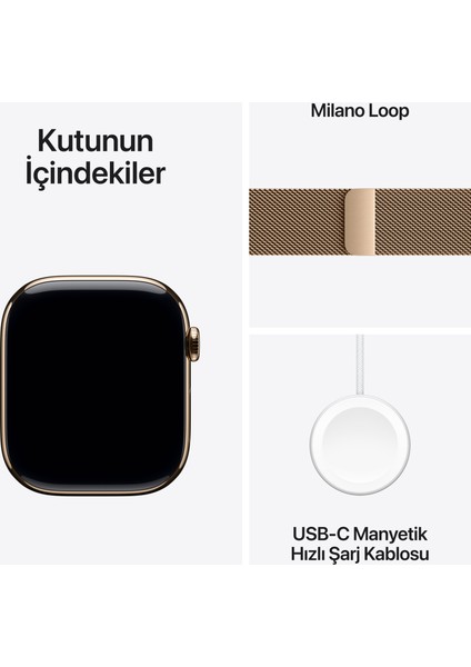 Watch Series 11 Gps + Cellular, 42 mm altın Rengi Titanyum kasa ve Altın Rengi Milano loop