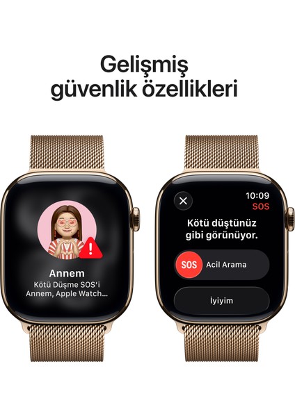 Watch Series 11 Gps + Cellular, 42 mm altın Rengi Titanyum kasa ve Altın Rengi Milano loop