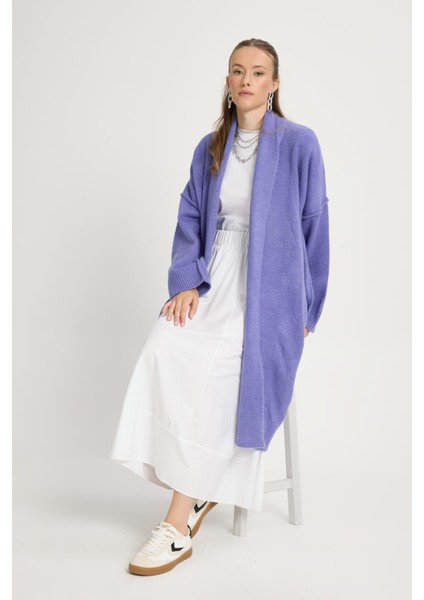 Pis Dikişlı Uzun Triko Hırka Lila fiyatları