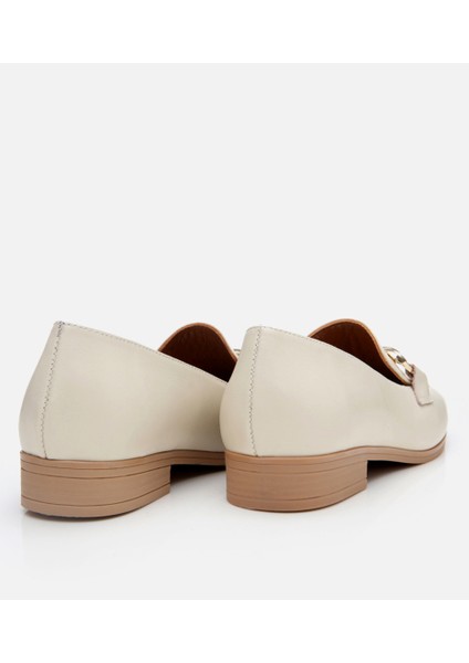 01AYH303960A400 Deri Ekru Kadın Tokalı Loafer