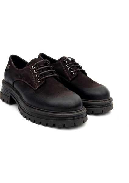 2554601K Kadın Hakiki Deri Bağcıklı Kalın Taban Oxford Ayakkabı fırsatları