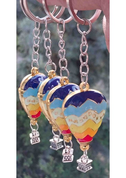 4 ' lü Kapadokya Balon Temalı Hediyelik Anahtarlık – Renkli Metal Anahtarlık