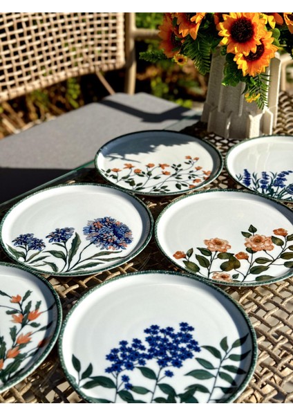Flower Garden 6 Parça Karma Pasta Takımı Çiçek Desenli Seramik 20 cm Tabaklar fiyatları