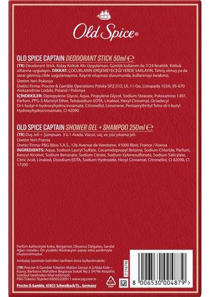 Captain Deo Stick 50 ml + Duş Jeli 250 ml Giftpack