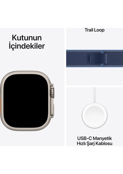 Watch Ultra 3 Gps + Cellular, 49 mm Natürel Titanyum Kasa ve Mavi/parlak mavi Trail loop - M/l