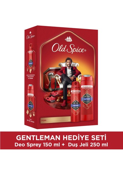 Gentleman hediye Seti: Captain Deodorant Sprey 150 ml + duşjeli 250 Ml​