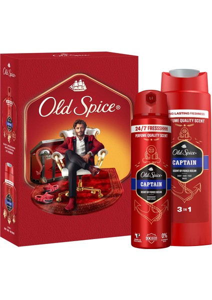 Gentleman hediye Seti: Captain Deodorant Sprey 150 ml + duşjeli 250 Ml​ fiyatları