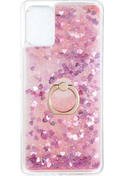 Samsung Galaxy A71 Kılıf Içi Sıvılı Yüzüklü Kapak Gold Gold