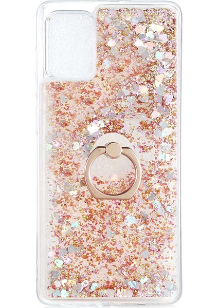 Samsung Galaxy A71 Kılıf Içi Sıvılı Yüzüklü Kapak Gold Gold modelleri