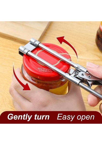 Ayarlanabilir Paslanmaz Çelik Konserve Açacağı Aracı Gümüş Kavanoz Kapağı Açacağı (Yurt Dışından)