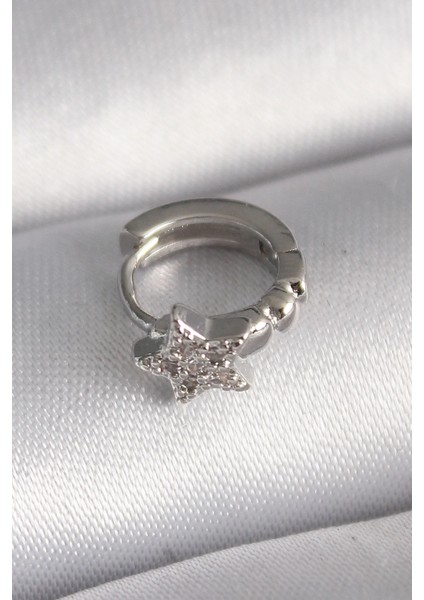 Bfs 316L Çelik Gümüş Renk Zirkon Taşlı Yıldız Model Tragus Piercing