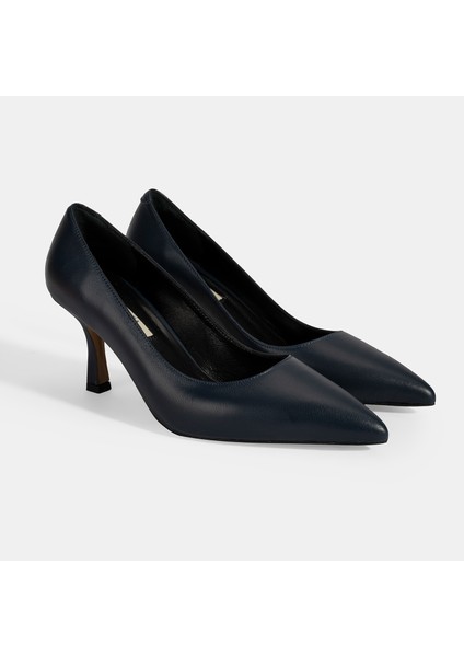 Kadın Lacivert Deri Stiletto
