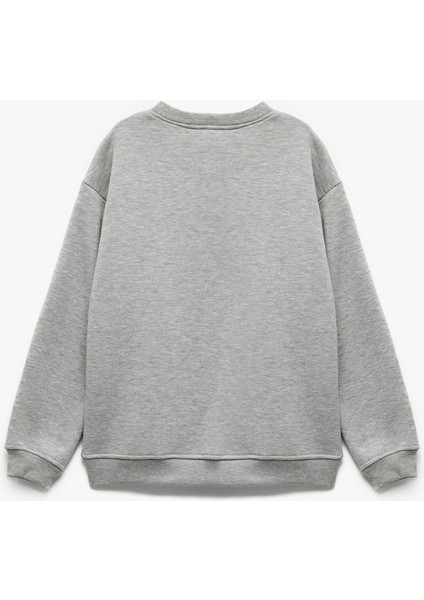 Lisanslı Uzun Kollu Bisiklet Yaka Baskılı Şardonlu Sweatshirt fiyatları