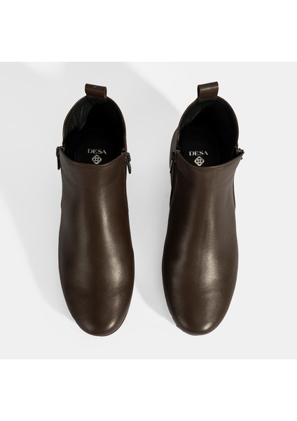 Kadın Kahve Desacomfort Çift Fermuarlı Deri Bot indirimleri
