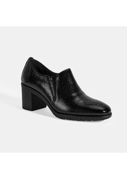 Kadın Siyah Kroko Baskılı Desacomfort Topuklu Deri Ayakkabı modelleri