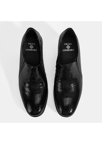 Kadın Siyah Kroko Baskılı Desacomfort Topuklu Deri Ayakkabı indirimleri