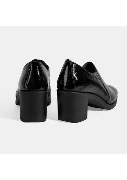 Kadın Siyah Kroko Baskılı Desacomfort Topuklu Deri Ayakkabı