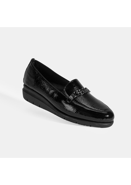 Kadın Siyah Kroko Baskılı Desacomfort Deri Ayakkabı modelleri