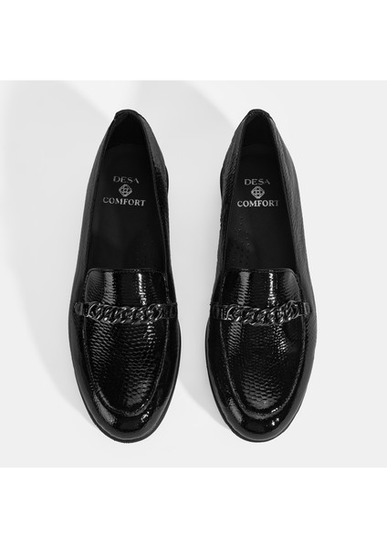 Kadın Siyah Kroko Baskılı Desacomfort Deri Ayakkabı indirimleri