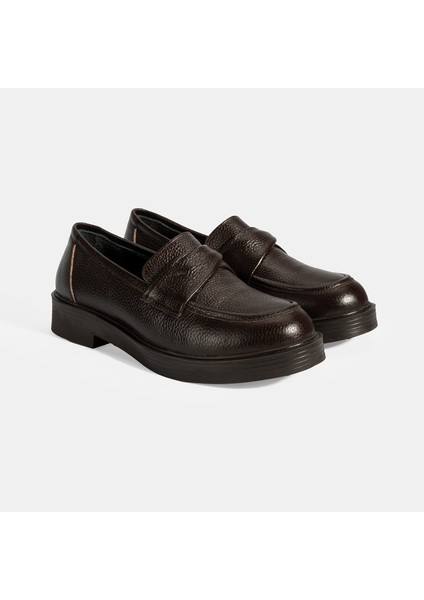 Kadın Kahve Deri Loafer