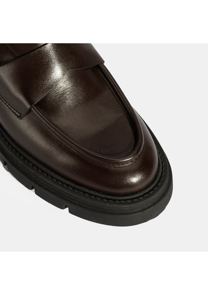 Kadın Kahve Deri Loafer
