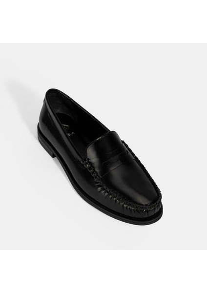 Kadın Siyah Klasik Deri Loafer indirimleri