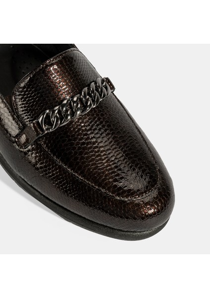 Kadın Kahve Kroko Baskılı Desacomfort Deri Ayakkabı fırsatları