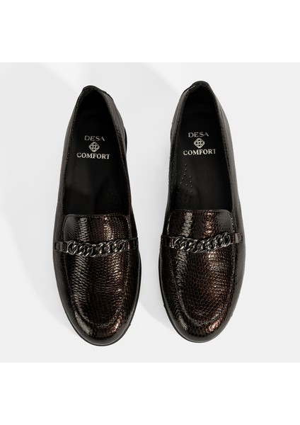 Kadın Kahve Kroko Baskılı Desacomfort Deri Ayakkabı indirimleri