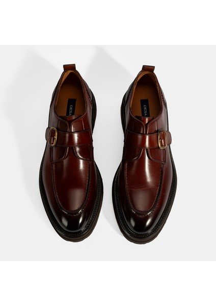 Erkek Kahve Ayarlanabilir Tokalı Deri Günlük Ayakkabı