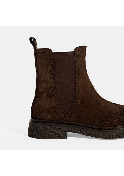 Kadın Kahve Lastikli Süet Chelsea Bot