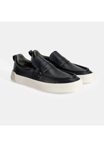 Erkek Lacivert Deri Loafer