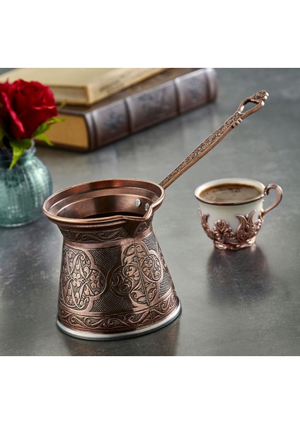 Cezpot Klasik 3 Kişilik Döküm Cezve Indüksiyon (Mıknatıslı) Ocaklara Uyumlu Gümüş