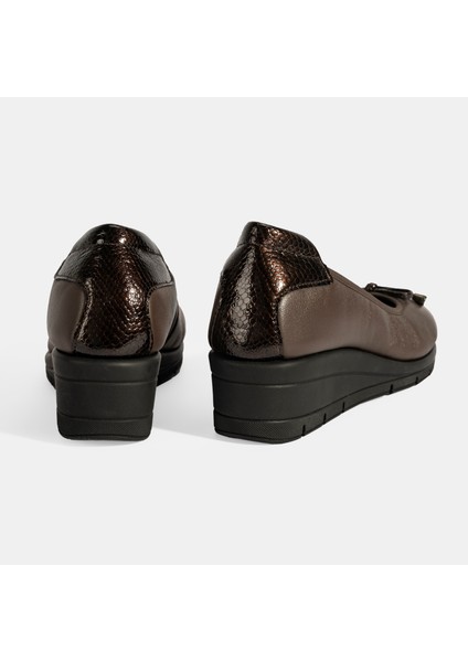 Kadın Kahve Fiyonk Detaylı Desacomfort Deri Ayakkabı