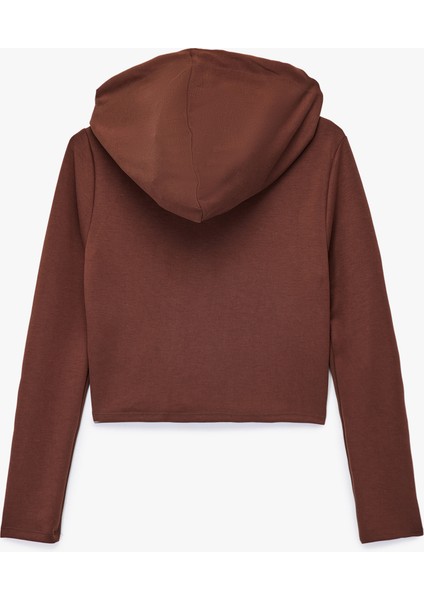 Kapüşonlu Fermuarlı Uzun Kollu Modal Karışımlı Crop Sweatshirt fırsatları