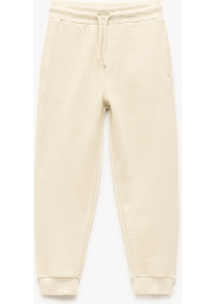 Pamuklu Beli Bağcıklı Dokulu Basic Jogger Eşofman Altı