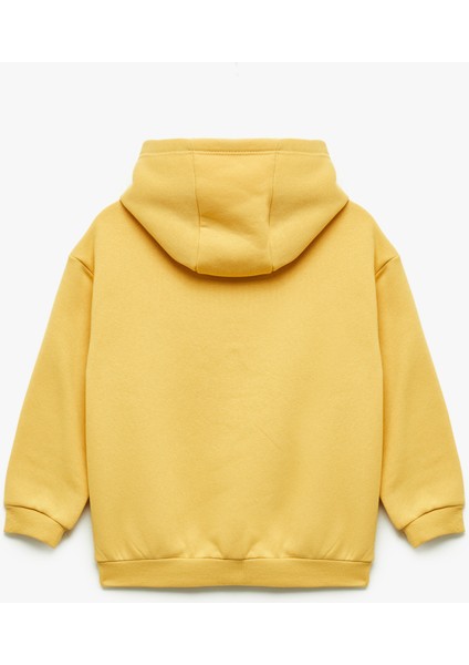 Şardonlu Uzun Kollu Kanguru Cepli Aslan Baskılı Kapşonlu Sweatshirt fiyatları